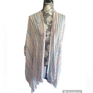 Angie White and Rainbow striped kimono - One size fits most NWT